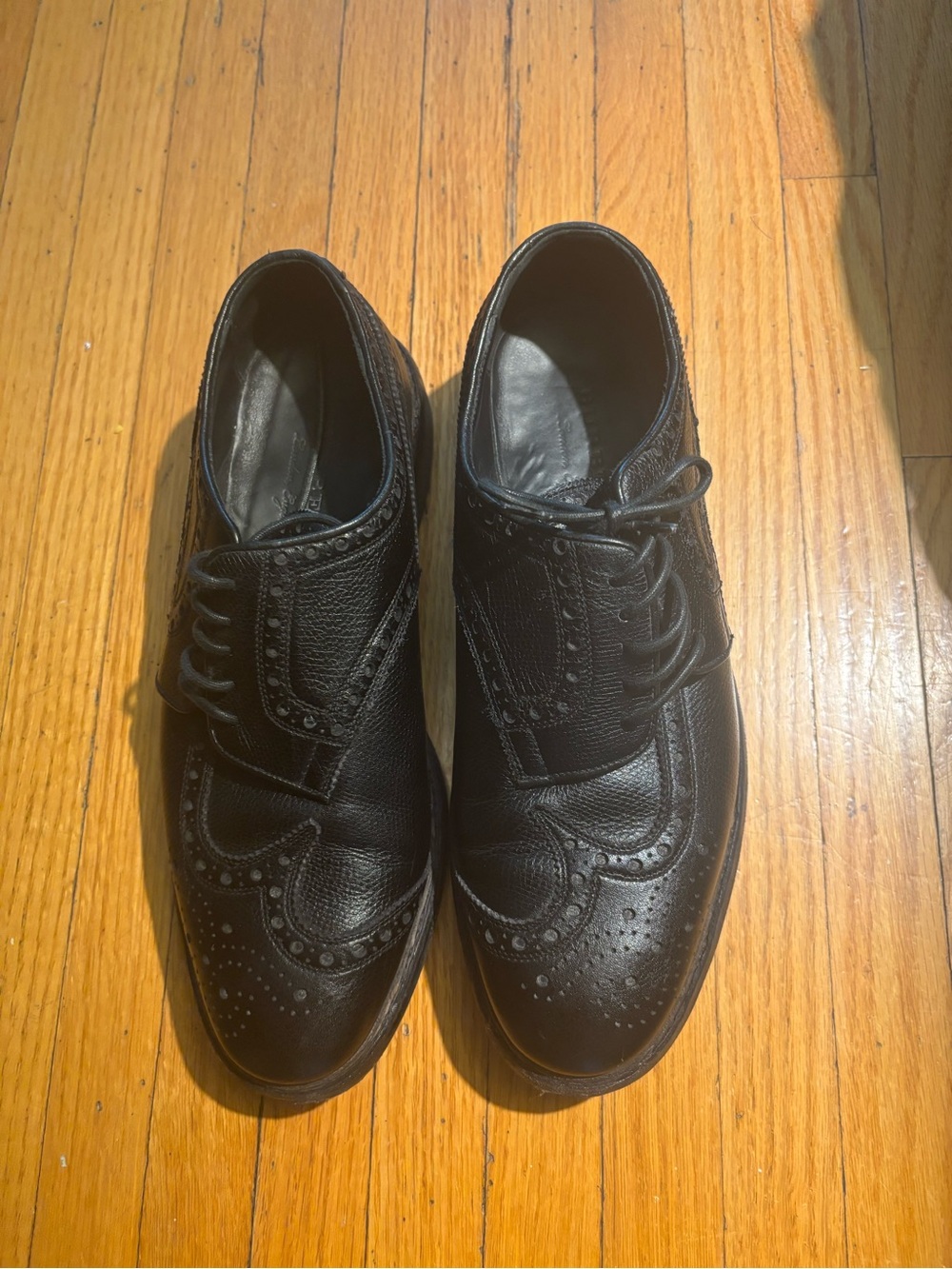 Burberry Black Leather Brogue Wingtip Oxford Shoes EU 40 Made in Italy